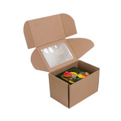 Коробка с окошком 160*110*110мм, бурый