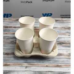 Держатель для 4-х стаканов 200*200*50мм, бурый