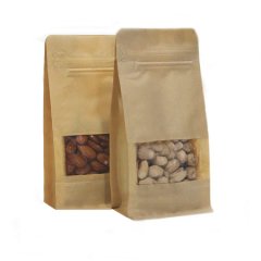 Пакет восьмишовный 10(+7)*19см, (светлая бумага), 3 слоя, с отрывным замком, с плоским дном, с окном 4см