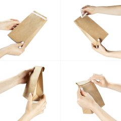 Крафт пакет с прямоугольным дном 120*80*330мм, 50 г/м2 (бурый), с клеевым клапаном