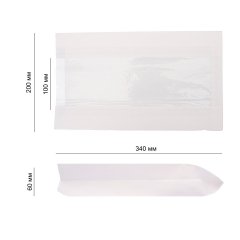 Крафт пакет с V-образным дном с окном 200(100)*60*340, 40 г/м2 (белый)