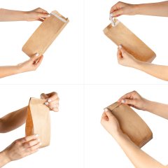 Крафт пакет с V-образным дном со складкой 100*60*300мм, 40 г/м2 (бурый) с клеевым клапаном