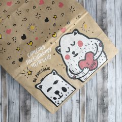 Крафт пакет с кручеными ручками, 35*26*15 (В*Ш*Г) см, "Друзья"