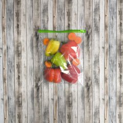 Пакет слайдер 20*25см, 60 мкм, ПВД, с зеленым бегунком