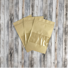 Пакет Дой-Пак 13,5*22,5(+3,5)см, Крафт (бурый), с окном 7см снизу