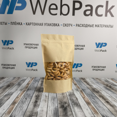 Пакет Дой-Пак 13,5*22,5(+3,5)см, Крафт (бурый), с окном 7см снизу