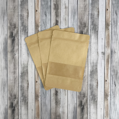 Пакет Дой-Пак 12*18,5(+3)см, Крафт (бурый), с окном 4см