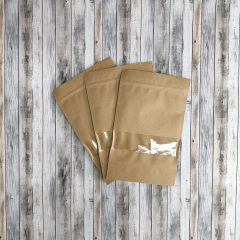 Пакет Дой-Пак 16*25(+4,5)см, Крафт (бурый), с окном 4см