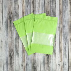 Пакет Дой-Пак 13,5*22,5(+3,5)см, Крафт (зеленый), с окном 7см