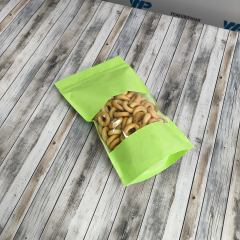 Пакет Дой-Пак 13,5*22,5(+3,5)см, Крафт (зеленый), с окном 7см