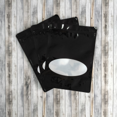 Пакет Дой-Пак 22*30(+5,5)см, Металл/PET/БОПП (черный) с овальным окном