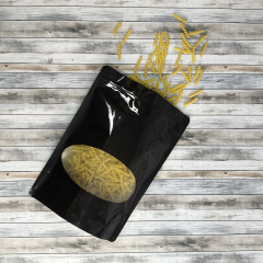 Пакет Дой-Пак 22*30(+5,5)см, Металл/PET/БОПП (черный) с овальным окном