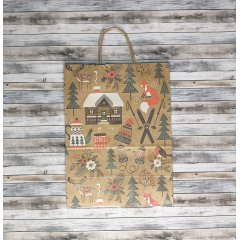 Крафт пакет с кручеными ручками, 35*26*15 (В*Ш*Г) см, 