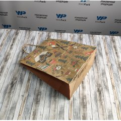 Крафт пакет с кручеными ручками, 35*26*15 (В*Ш*Г) см, 