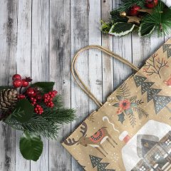 Крафт пакет с кручеными ручками, 35*26*15 (В*Ш*Г) см, 