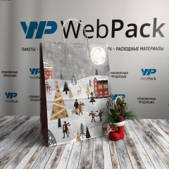 Крафт пакет с кручеными ручками, 35*26*15 (В*Ш*Г) см, 