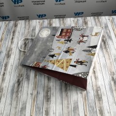 Крафт пакет с кручеными ручками, 35*26*15 (В*Ш*Г) см, 