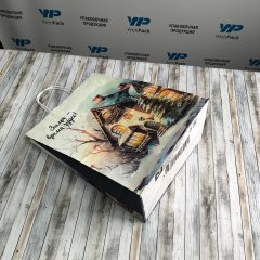 Крафт пакет с кручеными ручками, 35*26*15 (В*Ш*Г) см, 