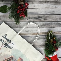 Крафт пакет с кручеными ручками, 35*26*15 (В*Ш*Г) см, 