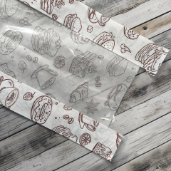 Крафт-пакет с V-образным дном жиростойкий с окном 14(7,5)*25*7,5см., 35г/м2, белый, «ВЫПЕЧКА»