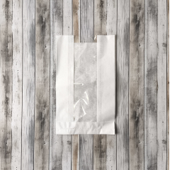 Крафт-пакет с V-образным дном с окном 14(6)*25*6см. (белый)