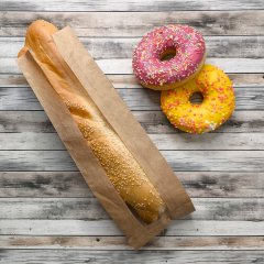 Крафт пакет с V-образным дном со складкой с окном 10(4)*30*5см., 40 г/м2 (бурый)