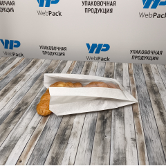 Крафт-пакет с V-образным дном с окном 14(6)*25*6см. (белый)