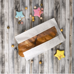 Крафт-пакет с V-образным дном с окном 14(6)*25*6см. (белый)