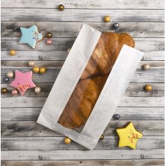 Крафт-пакет с V-образным дном с окном 14(6)*25*6см. (белый)