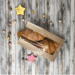 Крафт-пакет с V-образным дном с окном 14(7,5)*25*5см. (бурый)