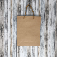 Крафт пакет с веревочной ручкой, 19*8*24 (Ш*Г*В) см (бурый)