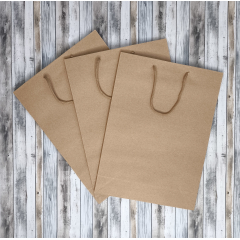 Крафт пакет с веревочной ручкой, 24*8*33 (Ш*Г*В) см (бурый)