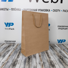 Крафт пакет с веревочной ручкой, 24*8*33 (Ш*Г*В) см (бурый)