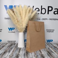 Крафт пакет с веревочной ручкой, 24*8*33 (Ш*Г*В) см (бурый)