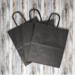 Крафт пакет с кручеными ручками, 24*14*28 (Ш*Г*В) см (черный)