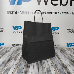 Крафт пакет с кручеными ручками, 24*14*28 (Ш*Г*В) см (черный)