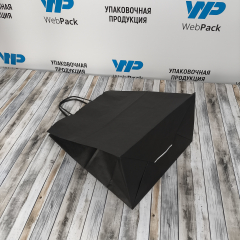 Крафт пакет с кручеными ручками, 24*14*28 (Ш*Г*В) см (черный)