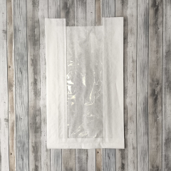 Крафт пакет с V-образным дном с окном 20(10)*6*34см, 40 г/м2 (белый)