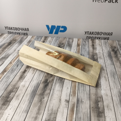 Крафт пакет с V-образным дном с окном 11(5)*4*26см, 40 г/м2 (бежевый)
