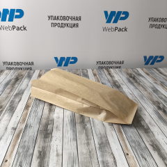 Крафт пакет с V-образным дном со складкой 10*6*30см, 40 г/м2 (бурый) с клеевым клапаном