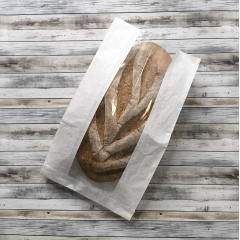 Крафт пакет с V-образным дном с окном 20(10)*6*34см, 40 г/м2 (белый)