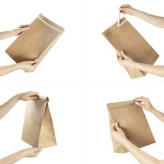 Крафт пакет с прямоугольным дном 240*140*400мм, 50 г/м2 (бурый), с клеевым клапаном