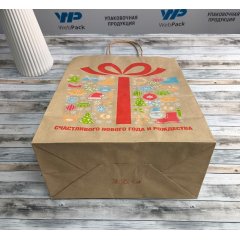 Крафт пакет с кручеными ручками, 320*110*420 (Ш*Г*В) мм, 