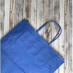 Крафт пакет с кручеными ручками, 240*140*280 (Ш*Г*В) мм (синий)