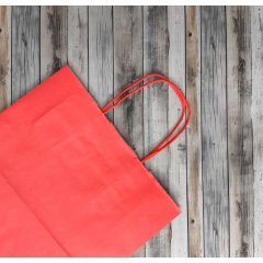 Крафт пакет с кручеными ручками, 220*120*250 (Ш*Г*В) мм (красный)