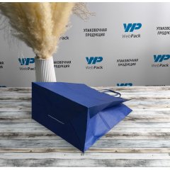 Крафт пакет с кручеными ручками, 240*140*280 (Ш*Г*В) мм (синий)