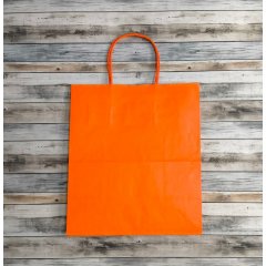 Крафт пакет с кручеными ручками, 220*120*250 (Ш*Г*В) мм (оранжевый)