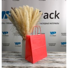 Крафт пакет с кручеными ручками, 220*120*250 (Ш*Г*В) мм (красный)