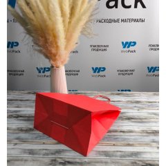 Крафт пакет с кручеными ручками, 240*140*280 (Ш*Г*В) мм (красный)