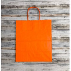 Крафт пакет с кручеными ручками, 240*140*280 (Ш*Г*В) мм (оранжевый)